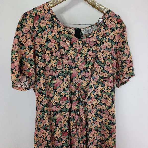 Vintage 90s Jessica Stevens Women's Multicolor Floral Jumpsuit sz 16 Cottagecore - Picture 4 of 6